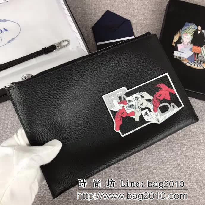 PRADA普拉達 2018最新漫畫印象系列 專櫃最新款 限量版男士手包 2NG005 DD1079